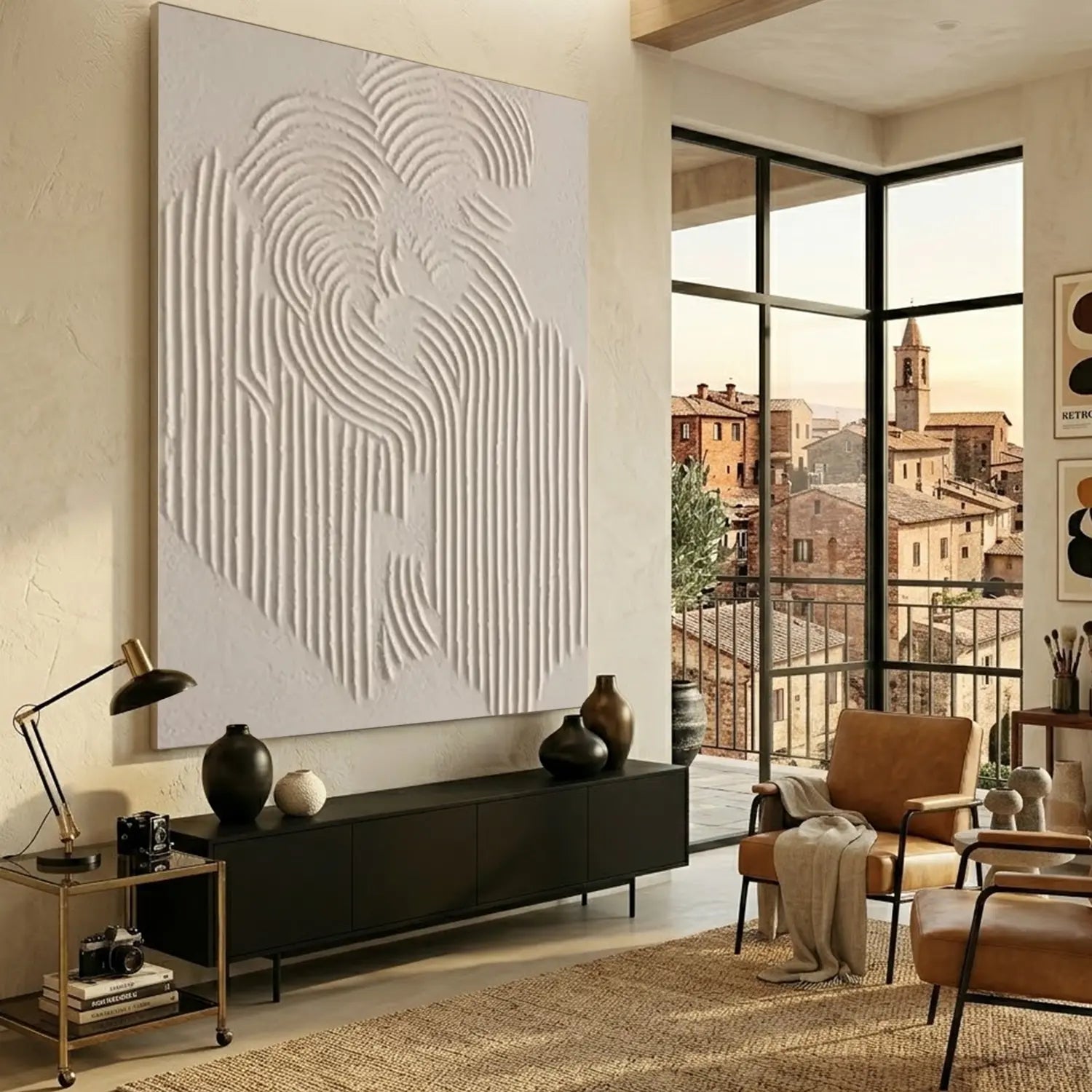 Beige & Brown Abstract Textured Painting Canvas