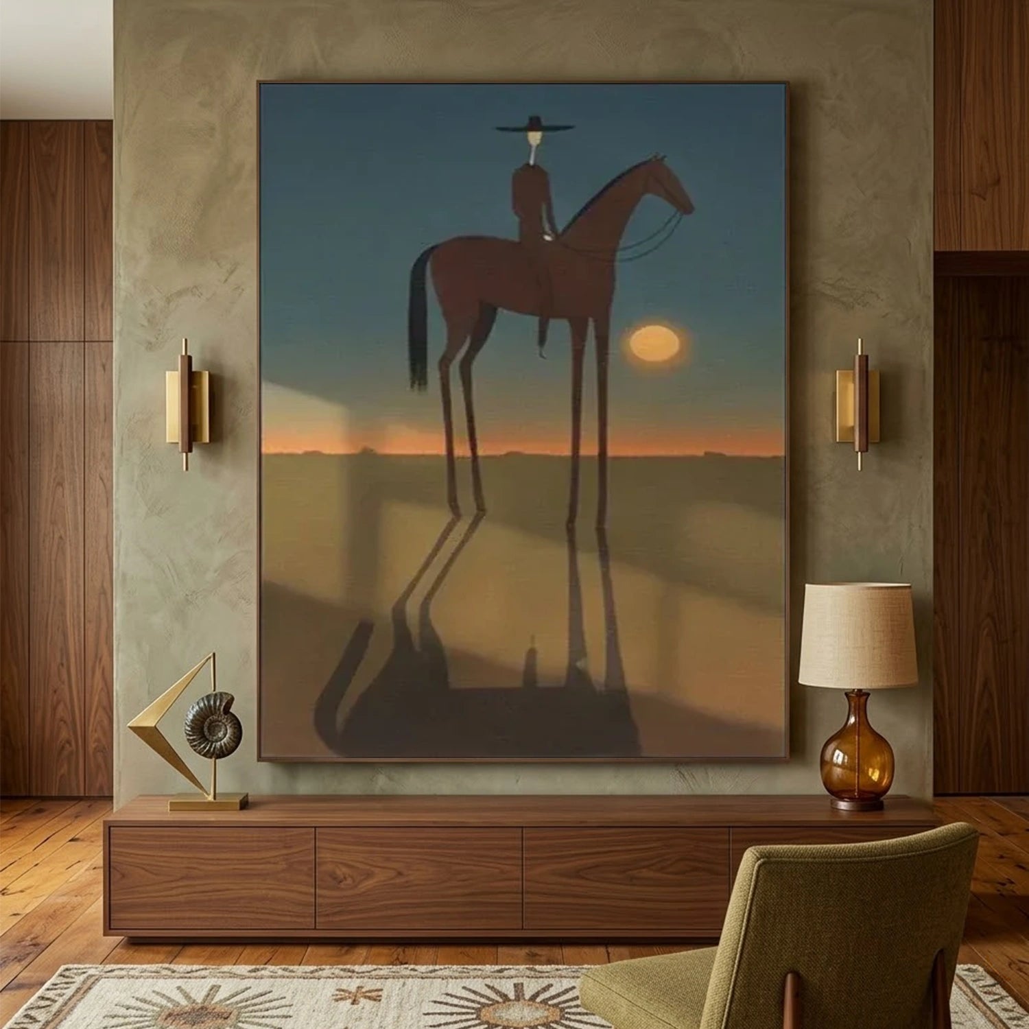 Vintage Americana Art | Sunset Rider Silhouette