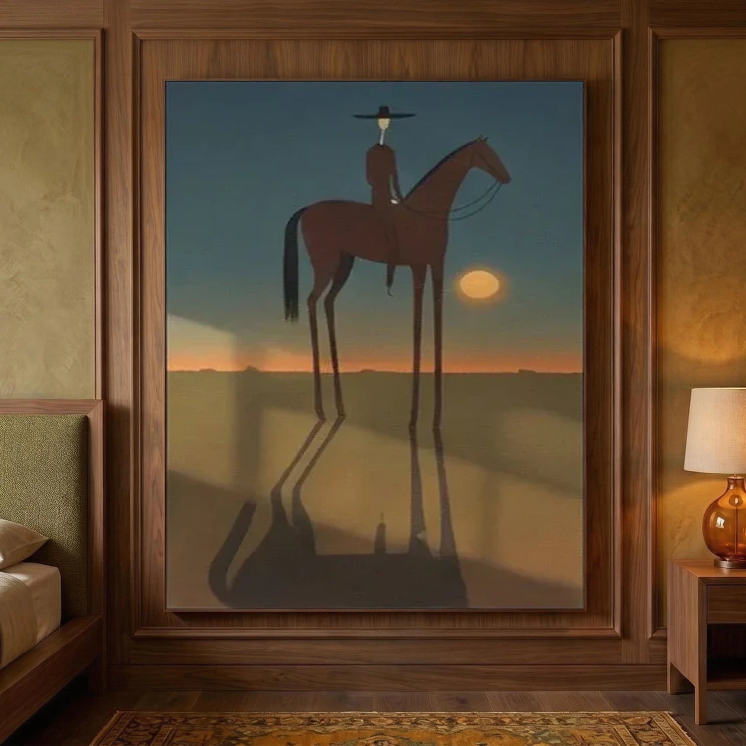 Vintage Americana Art | Sunset Rider Silhouette