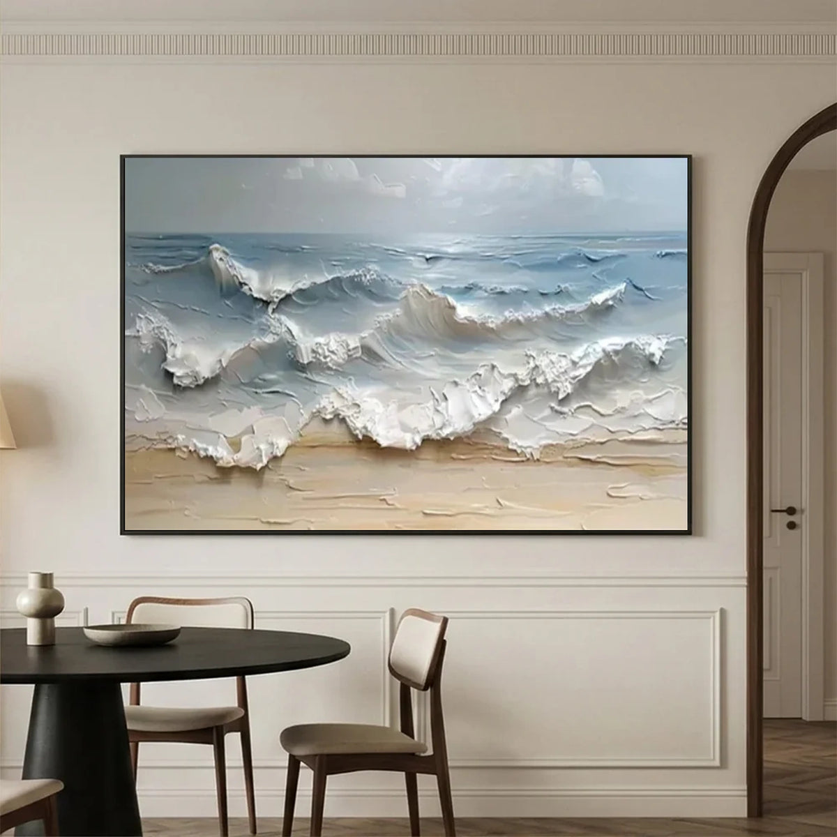 Abstract Ocean And Sky Textured Canvas Art #OS070