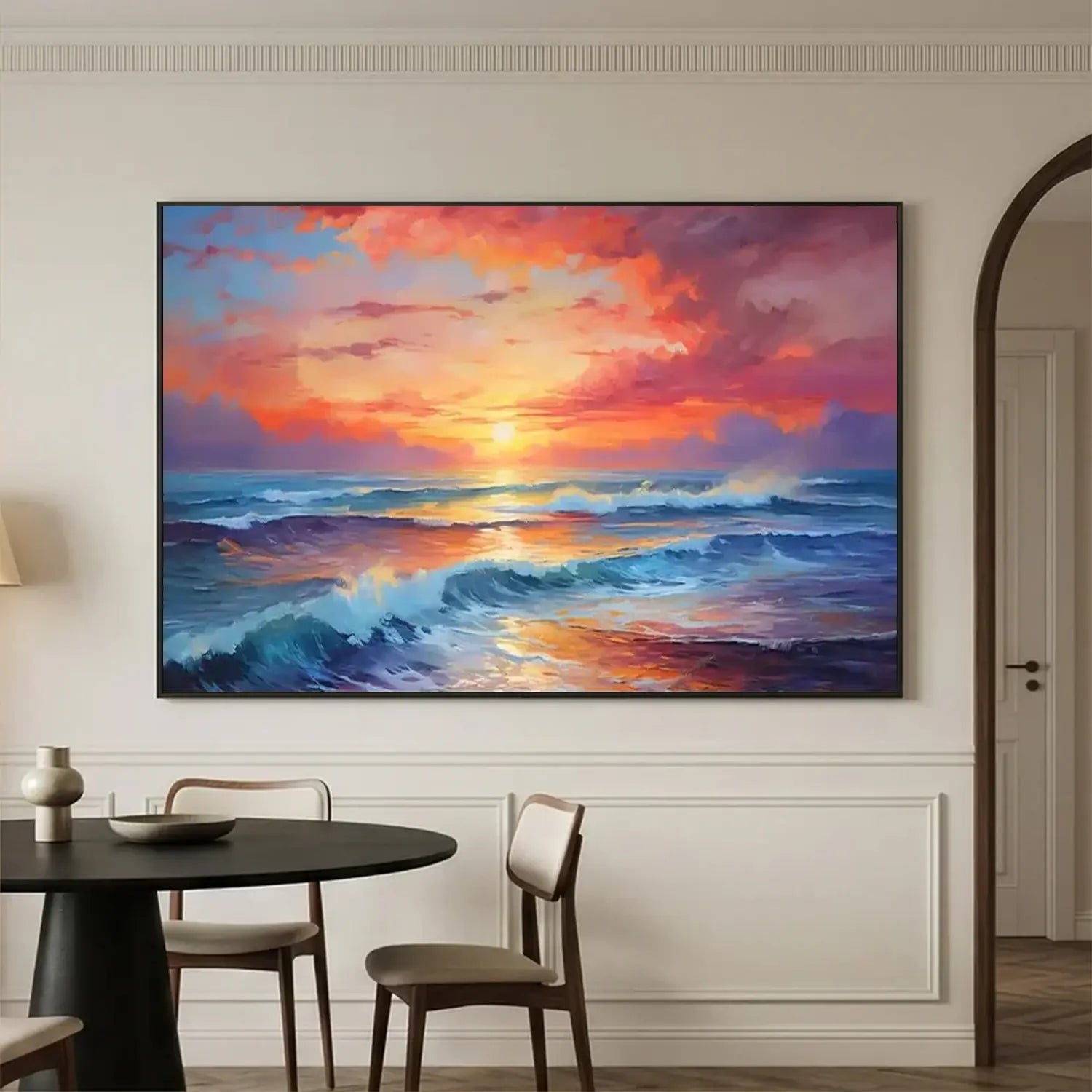 Colorful Ocean And Sky Textured Painting Canvas