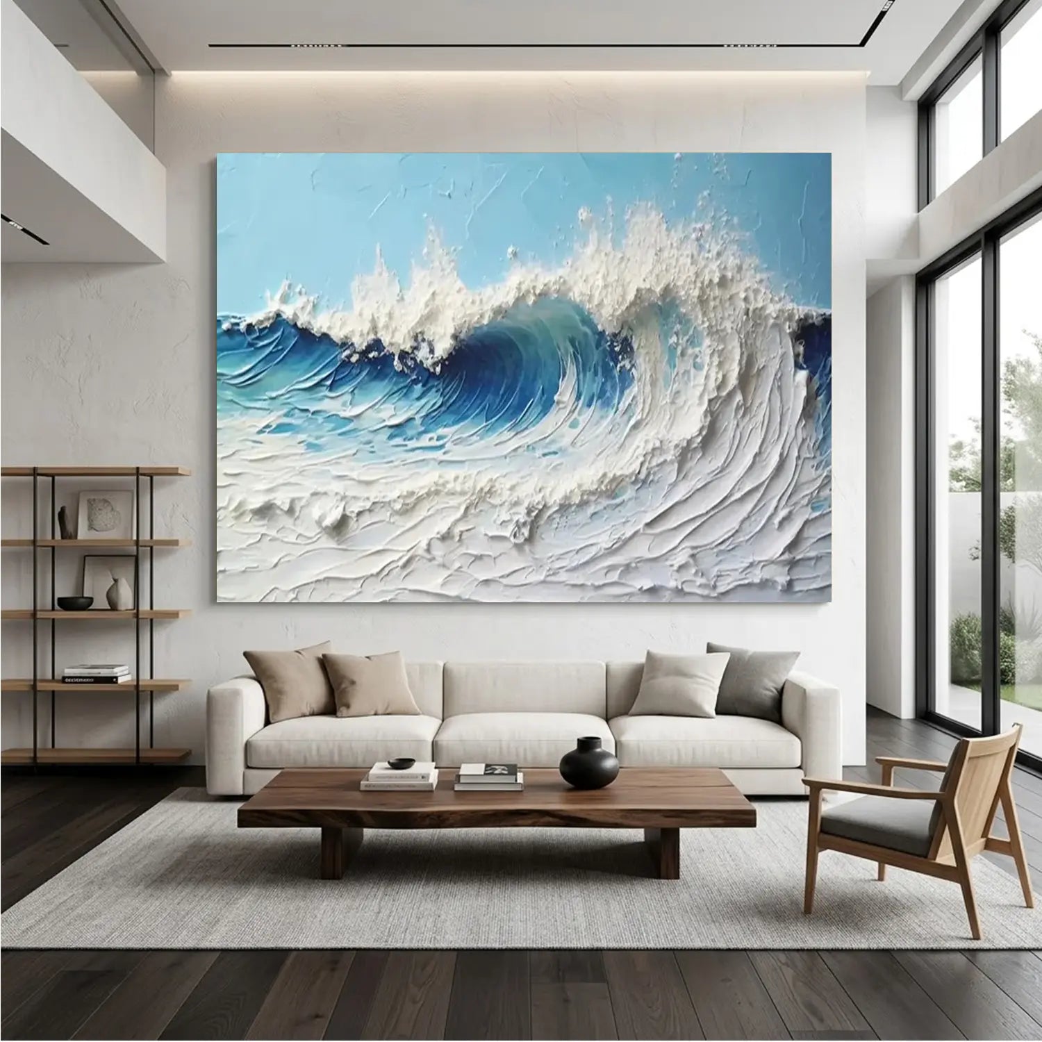 Ocean And Sky Textured Painting Canvas