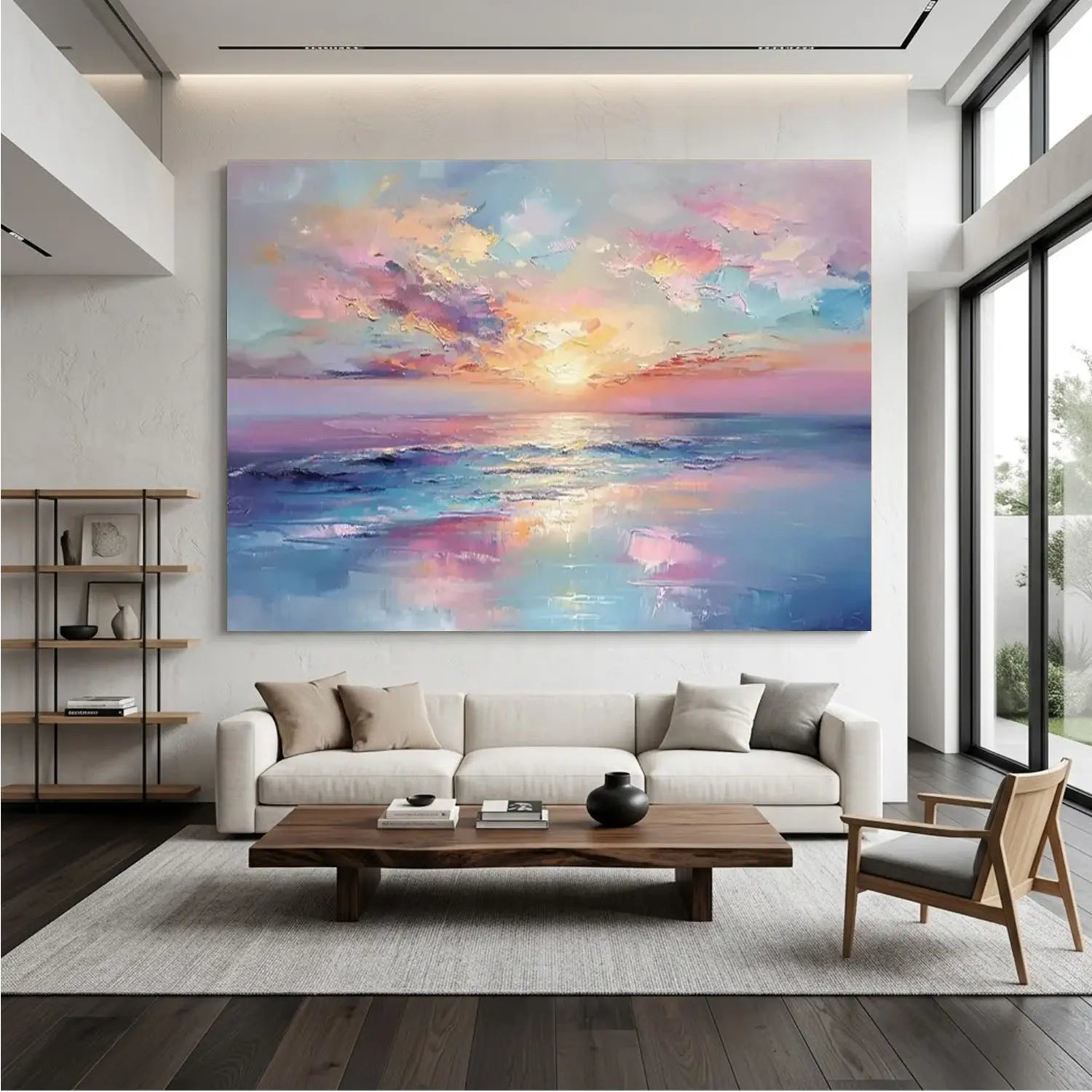 Colorful Ocean And Sky Textured Painting Canvas