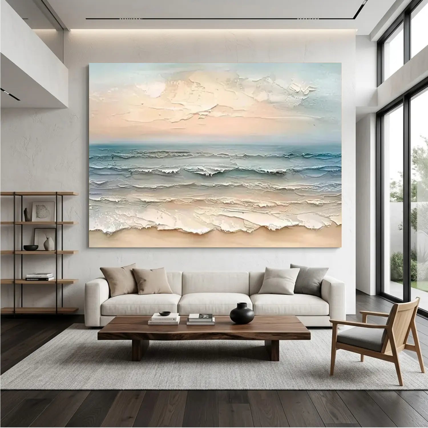 Ocean And Sky Textured Painting Canvas
