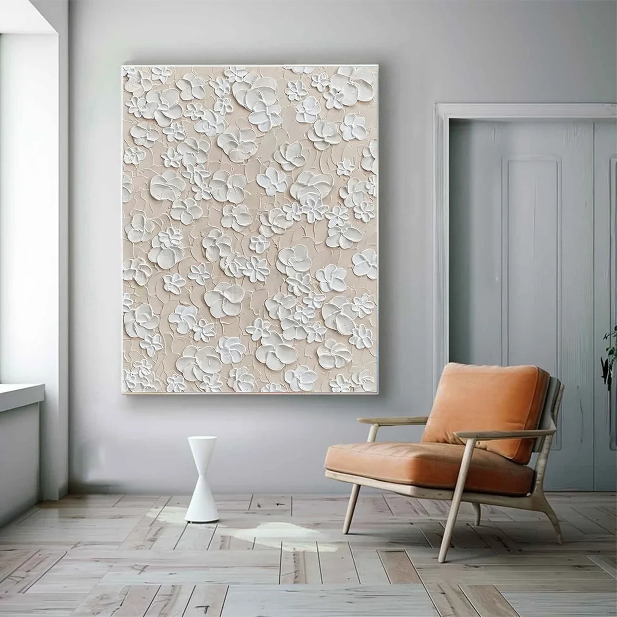 Minimalist Flower And Tree Textured Canvas Art #FT064