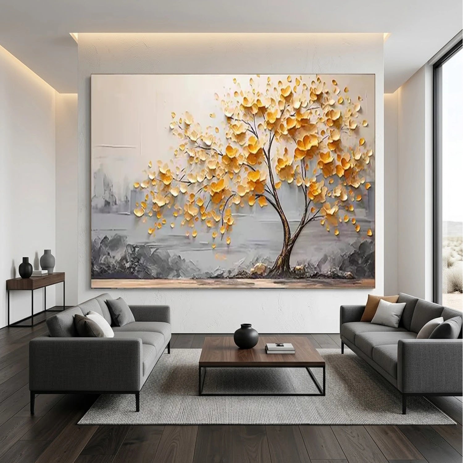 Colorful Flower & Tree Abstract Textured Wall Art #ML052