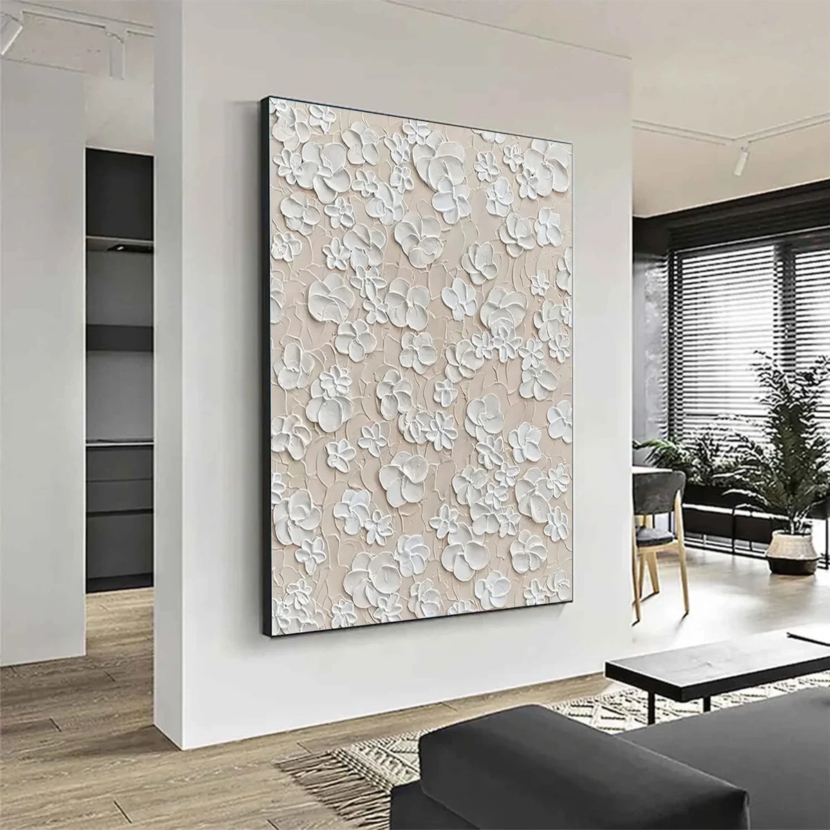 Minimalist Flower And Tree Textured Canvas Art #FT064