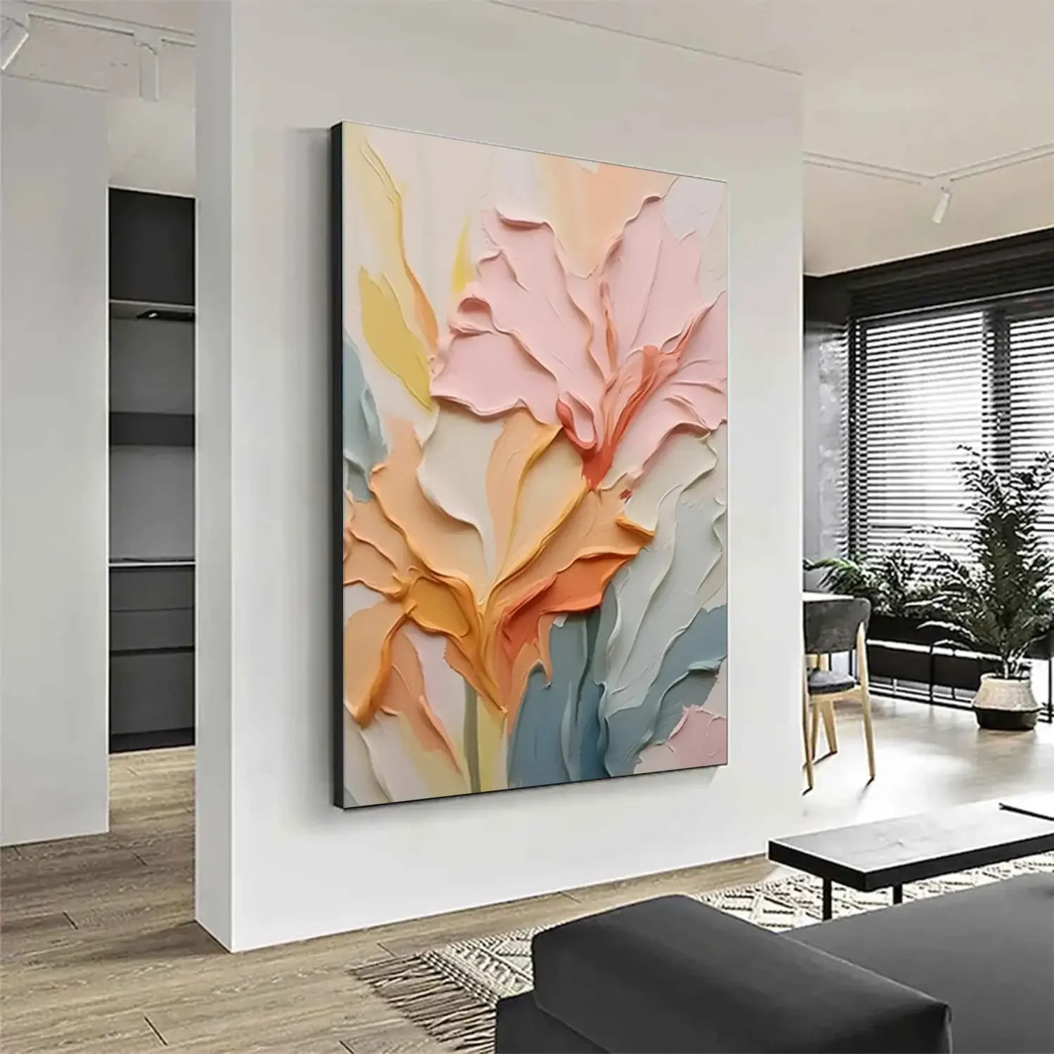 Colorful Flower Textured Painting Canvas #FT057