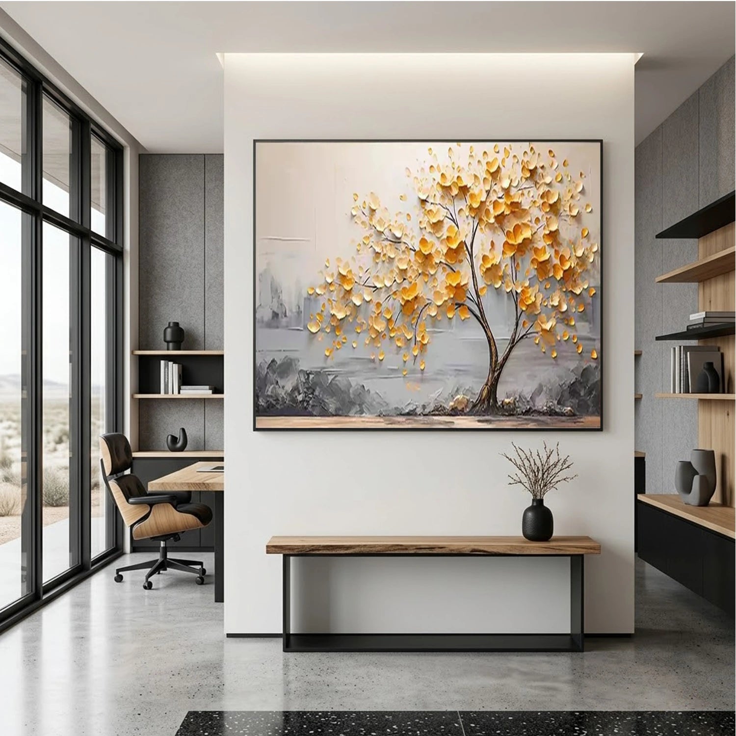 Colorful Flower & Tree Abstract Textured Wall Art #ML052