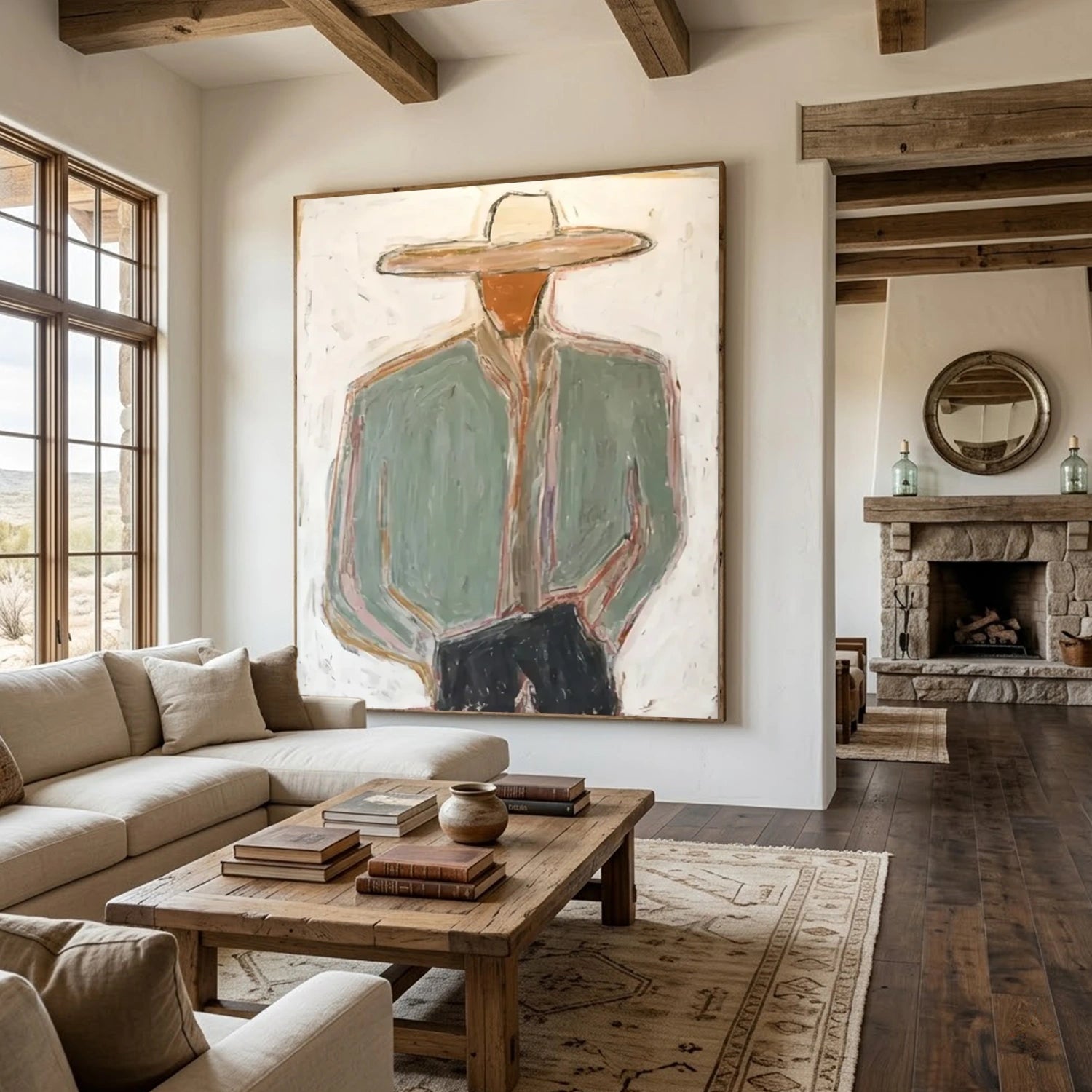 Vintage Americana Art | Minimal Cowboy Figure