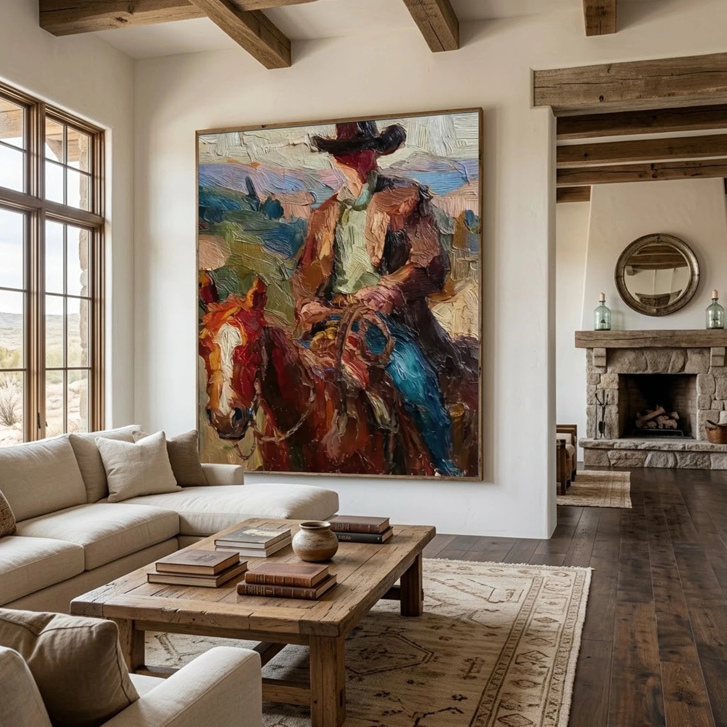 Vintage Americana Art | Crimson Steed Rider