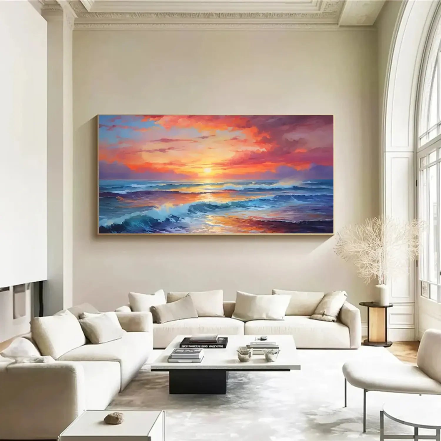 Colorful Ocean And Sky Textured Painting Canvas
