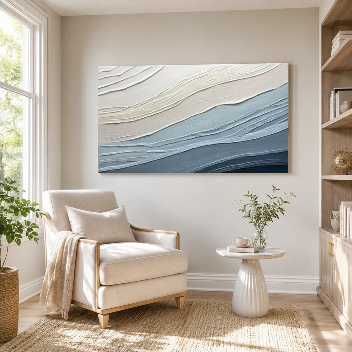 Blue Minimalist Textured Canvas Art #MW016