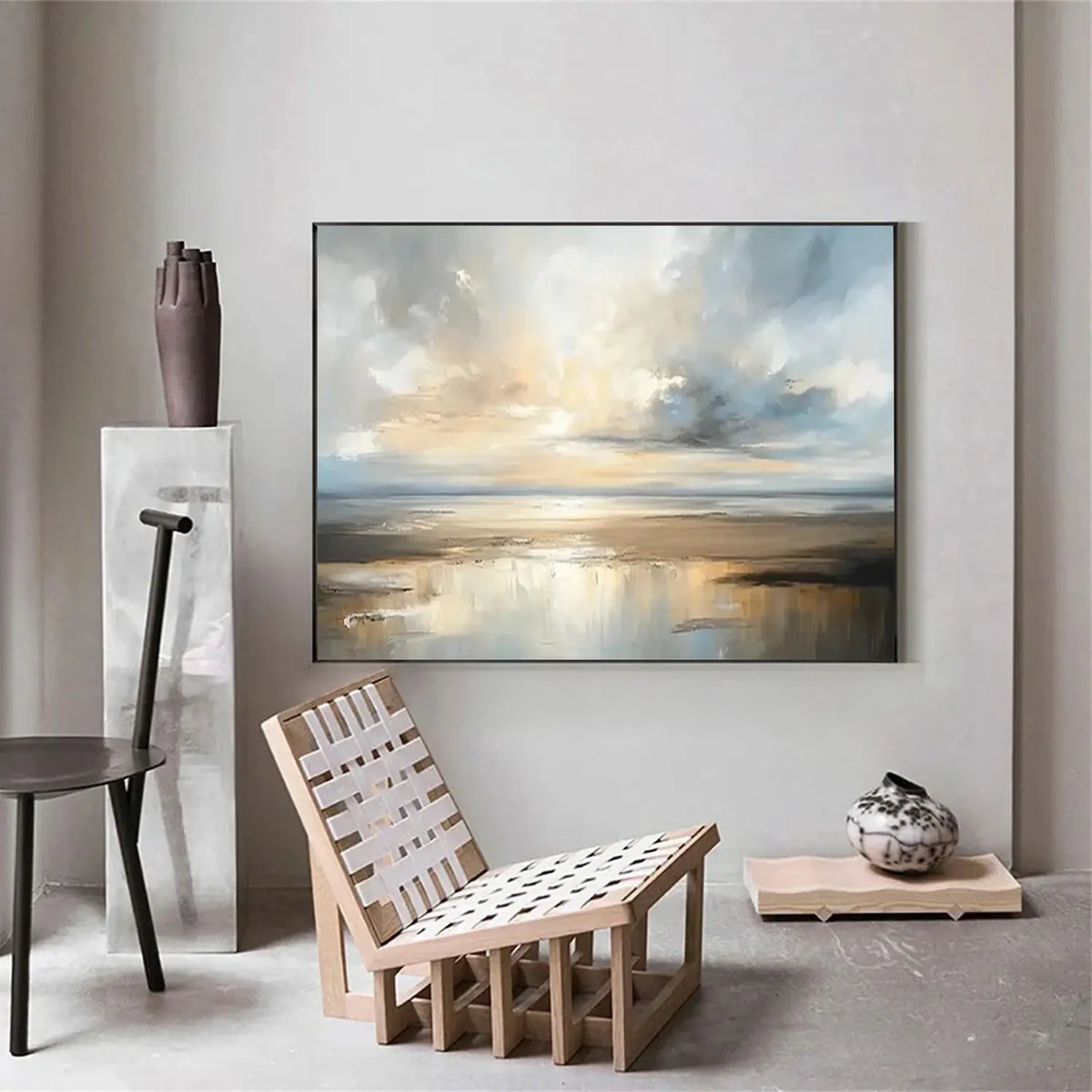 Ocean And Sky Abstract Textured Wall Art #OS082