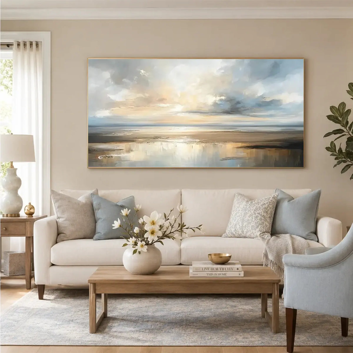 Ocean And Sky Abstract Textured Wall Art #OS082