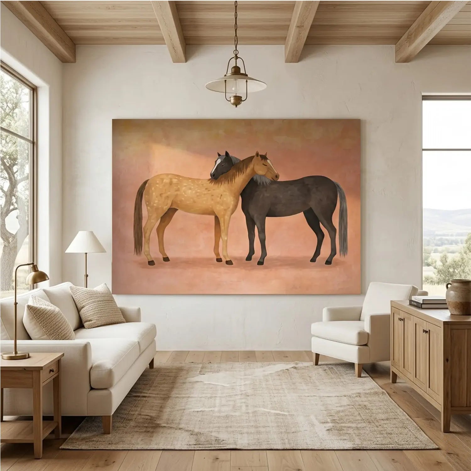 Vintage Americana Art | Tender Equine Embrace