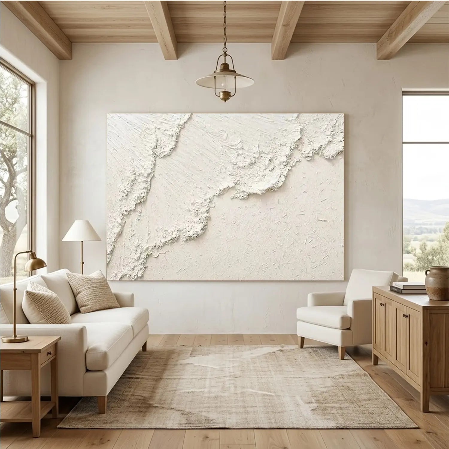 White Minimalist Textured Canvas