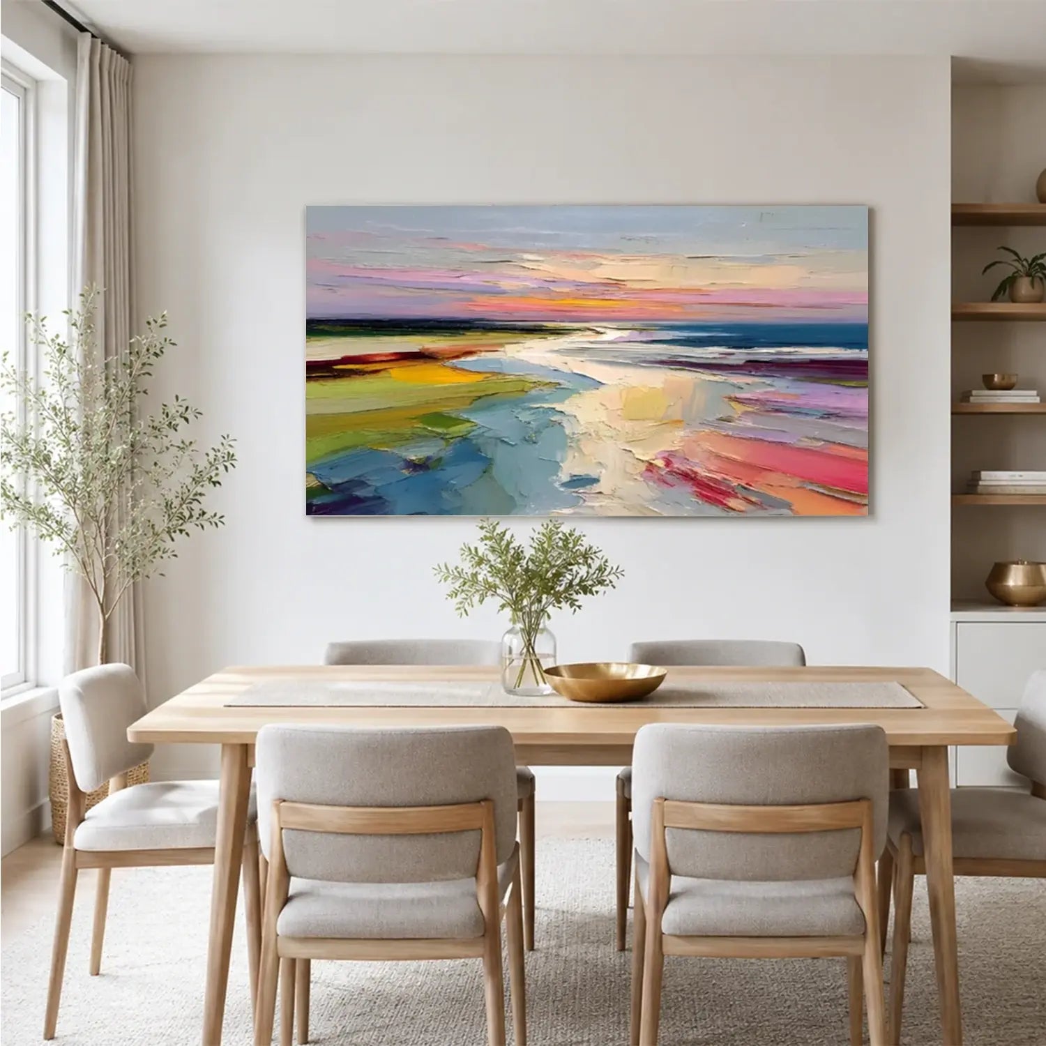 Colorful Ocean And Sky Abstract Textured Wall Art #OS048