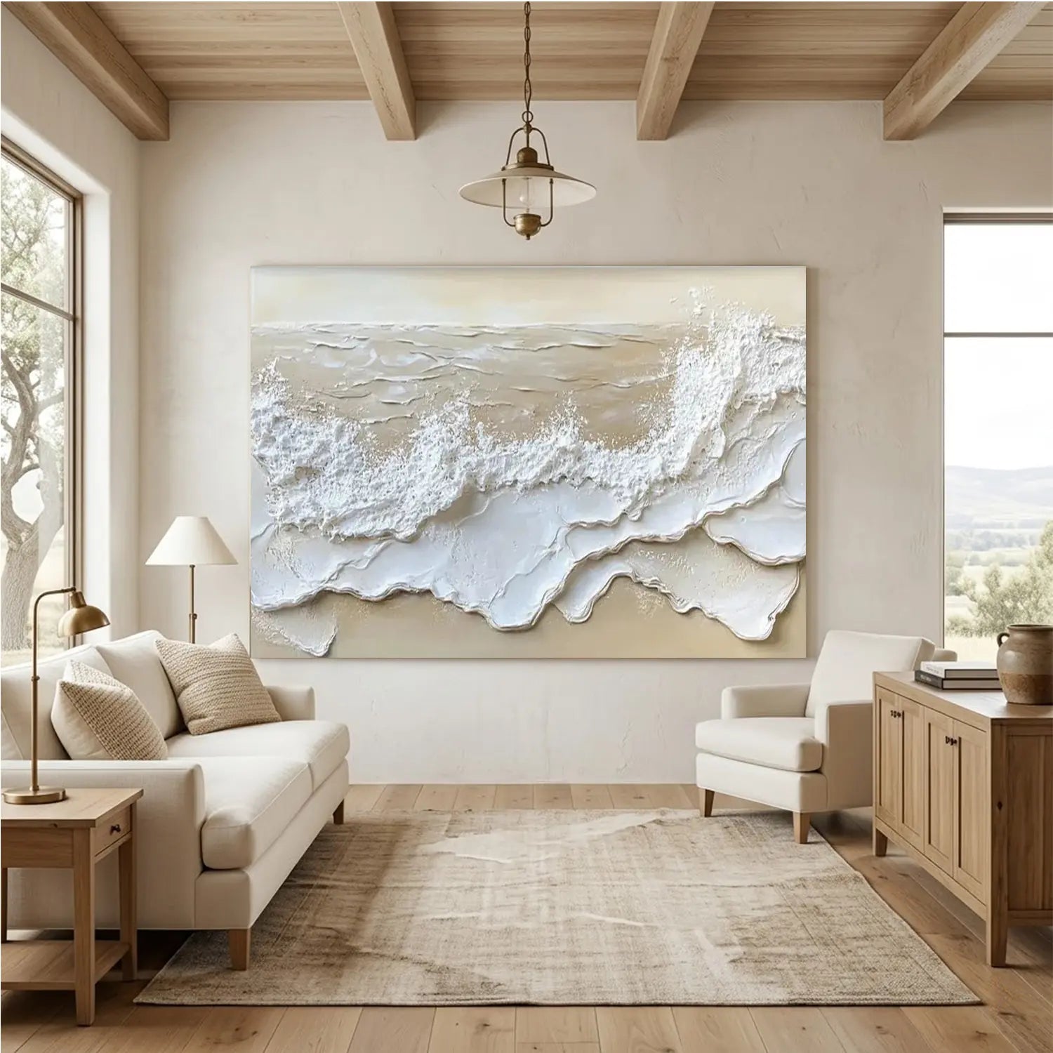 Ocean And Sky Textured Painting Canvas