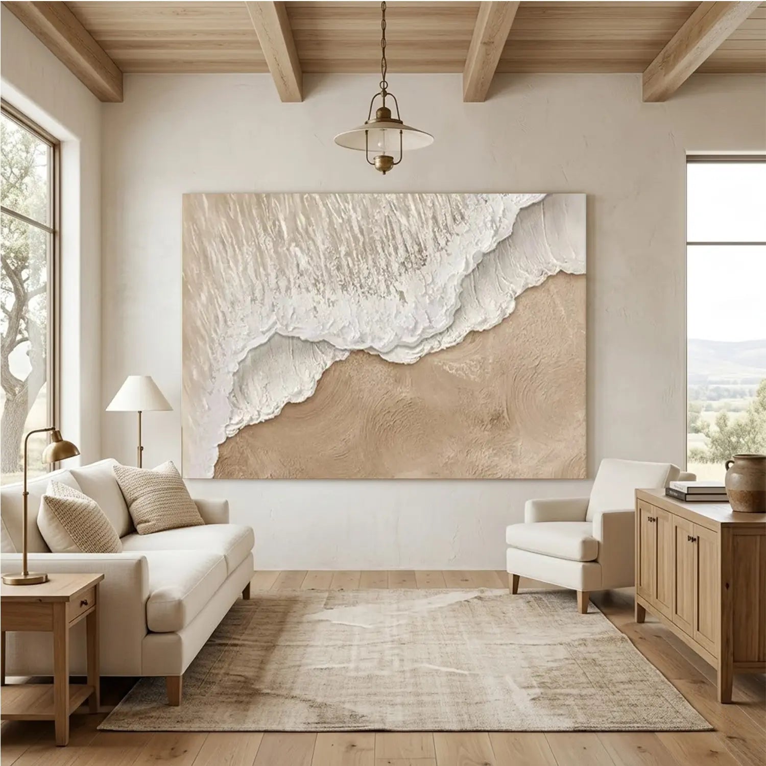 Ocean And Sky Textured Painting Canvas