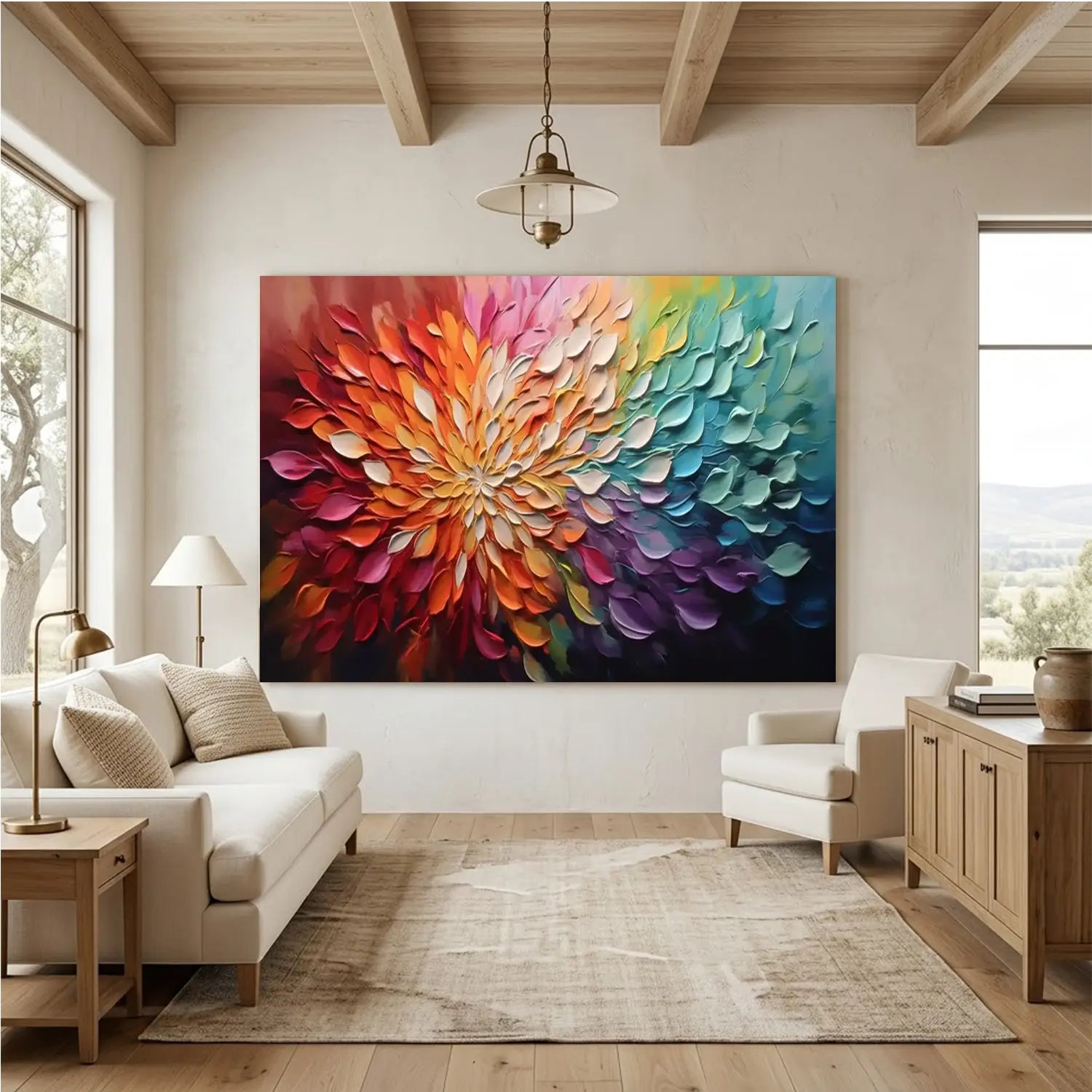 Colorful Abstract Textured Painting Canvas