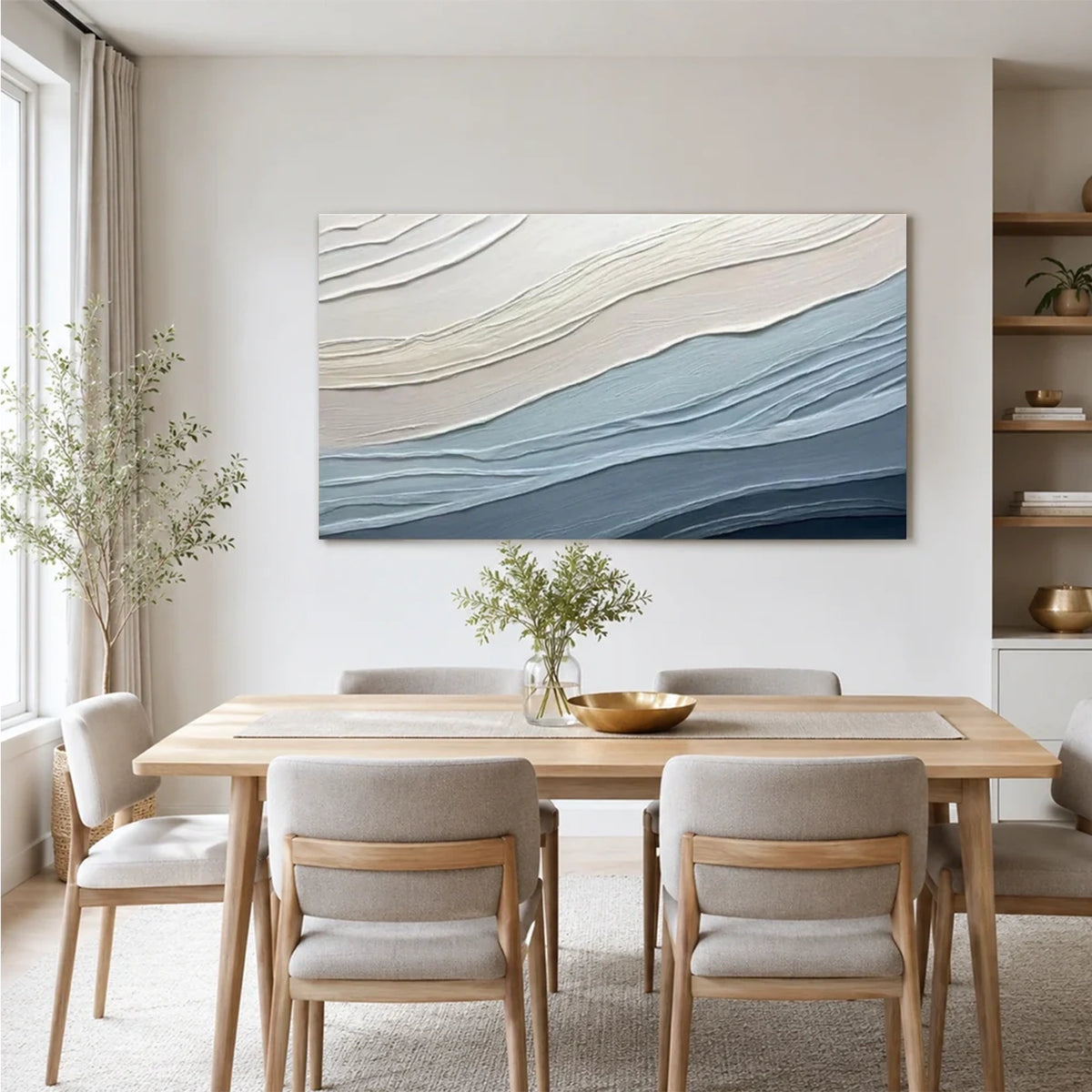 Blue Minimalist Textured Canvas Art #MW016
