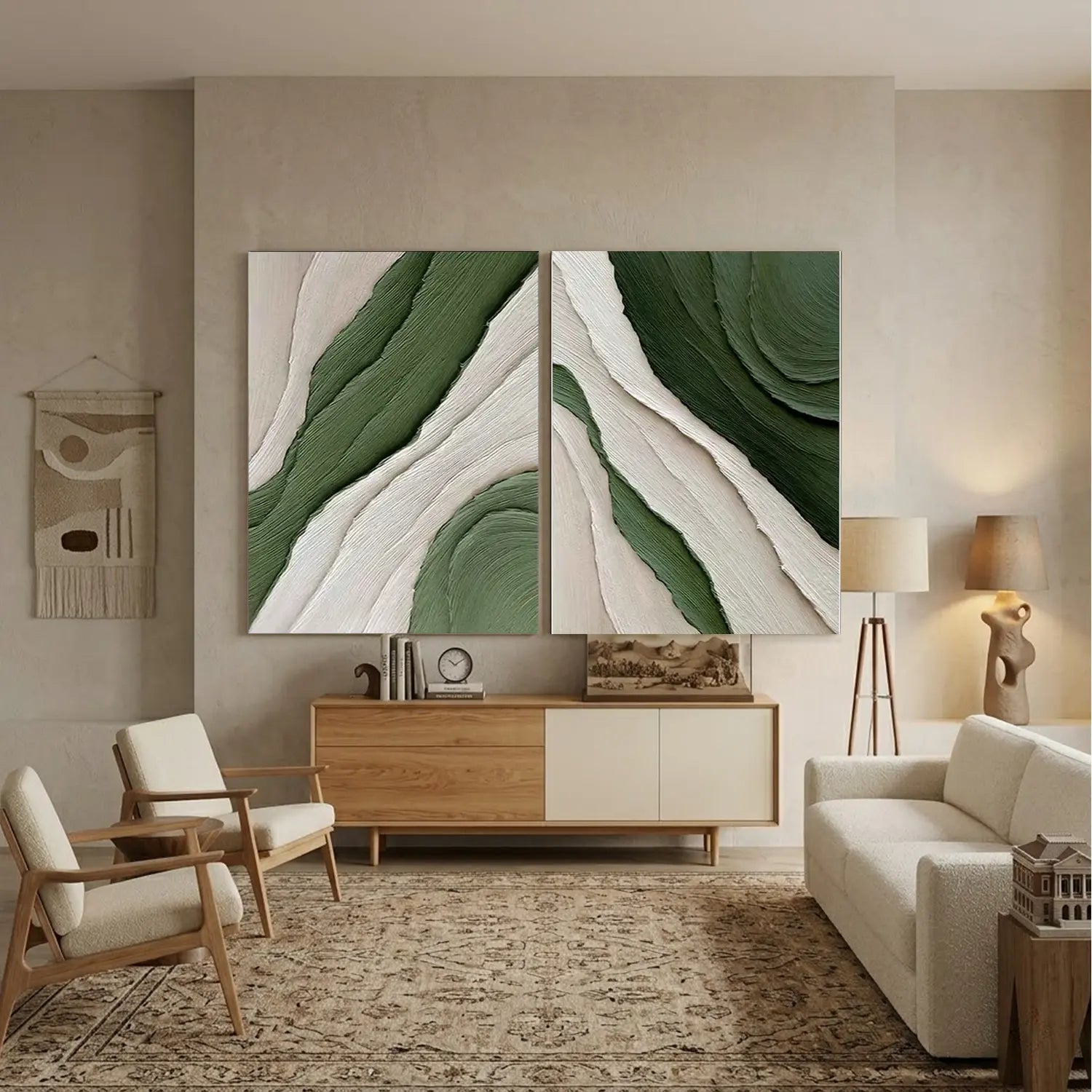 Blue & Green Abstract Set of 2