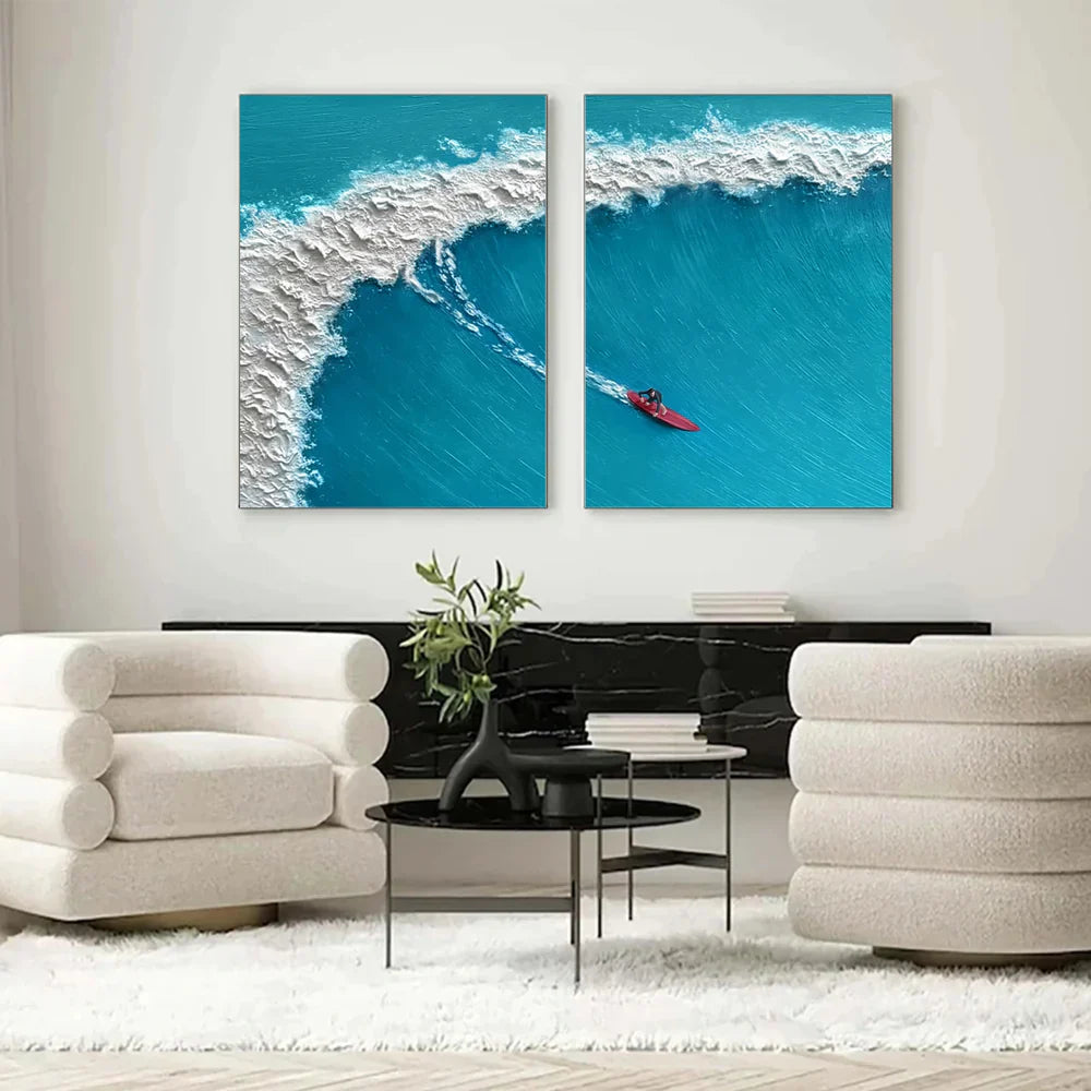 Surfing Sport Textured Wall Art Set of 2