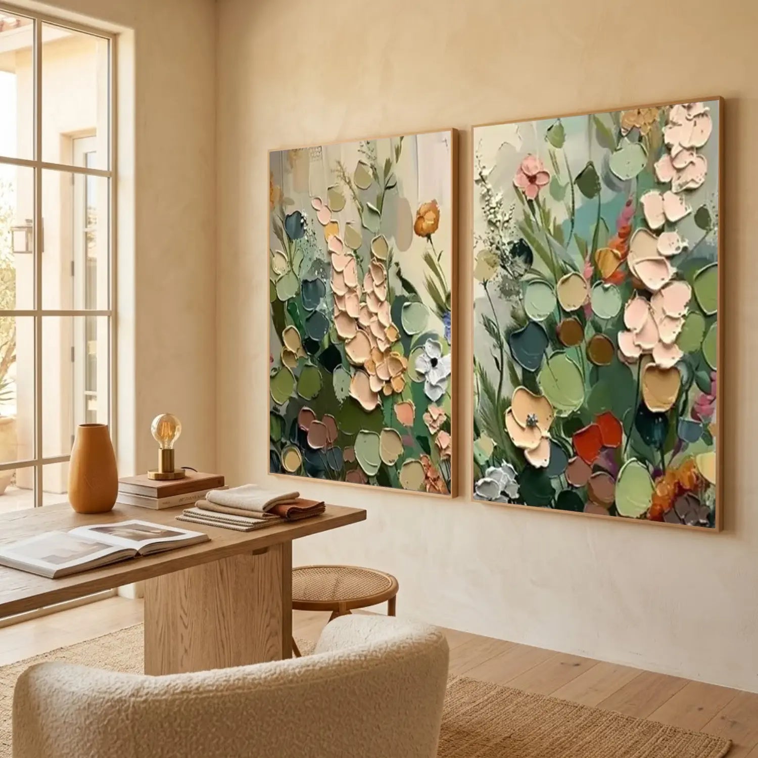 Flower Abstract Textured Wall Art Set of 2