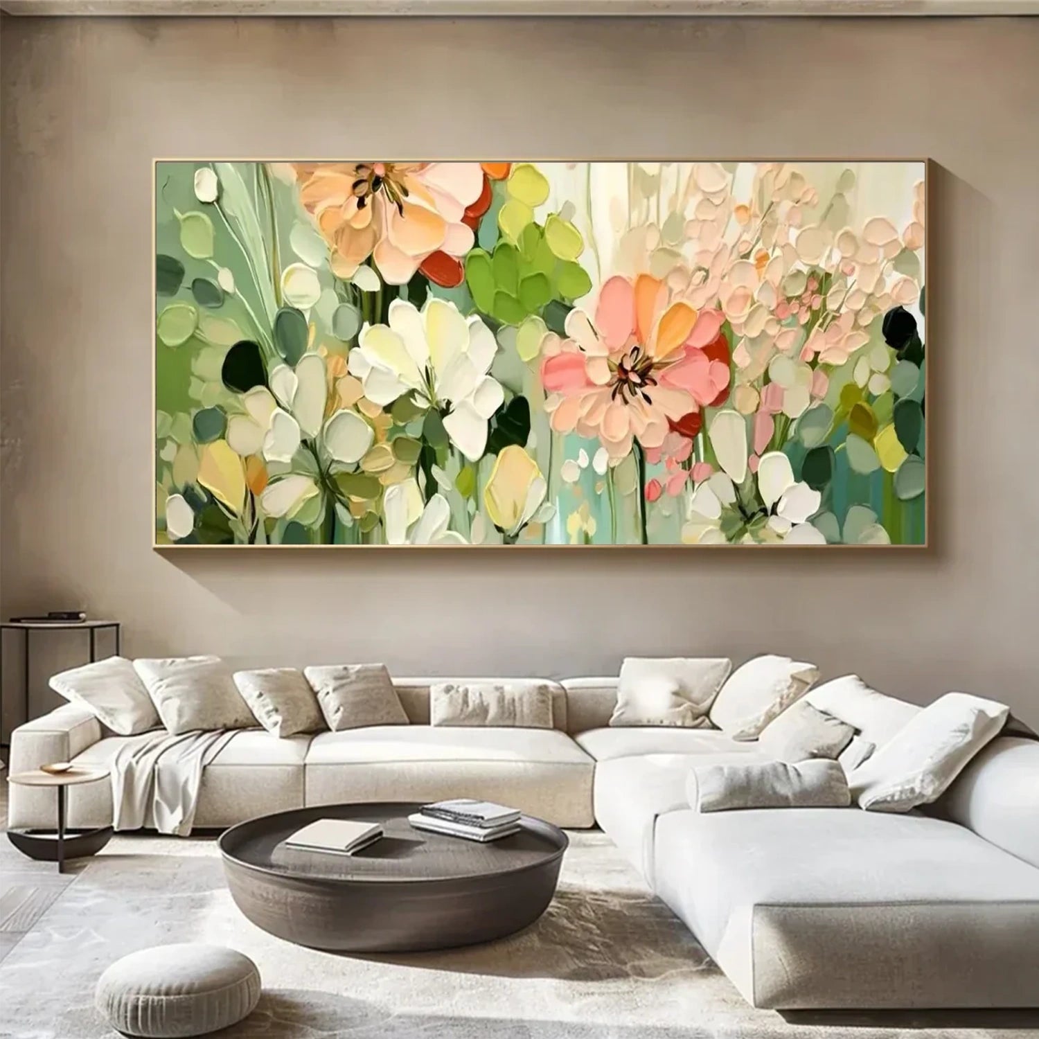 Colorful Flower Textured Painting Canvas