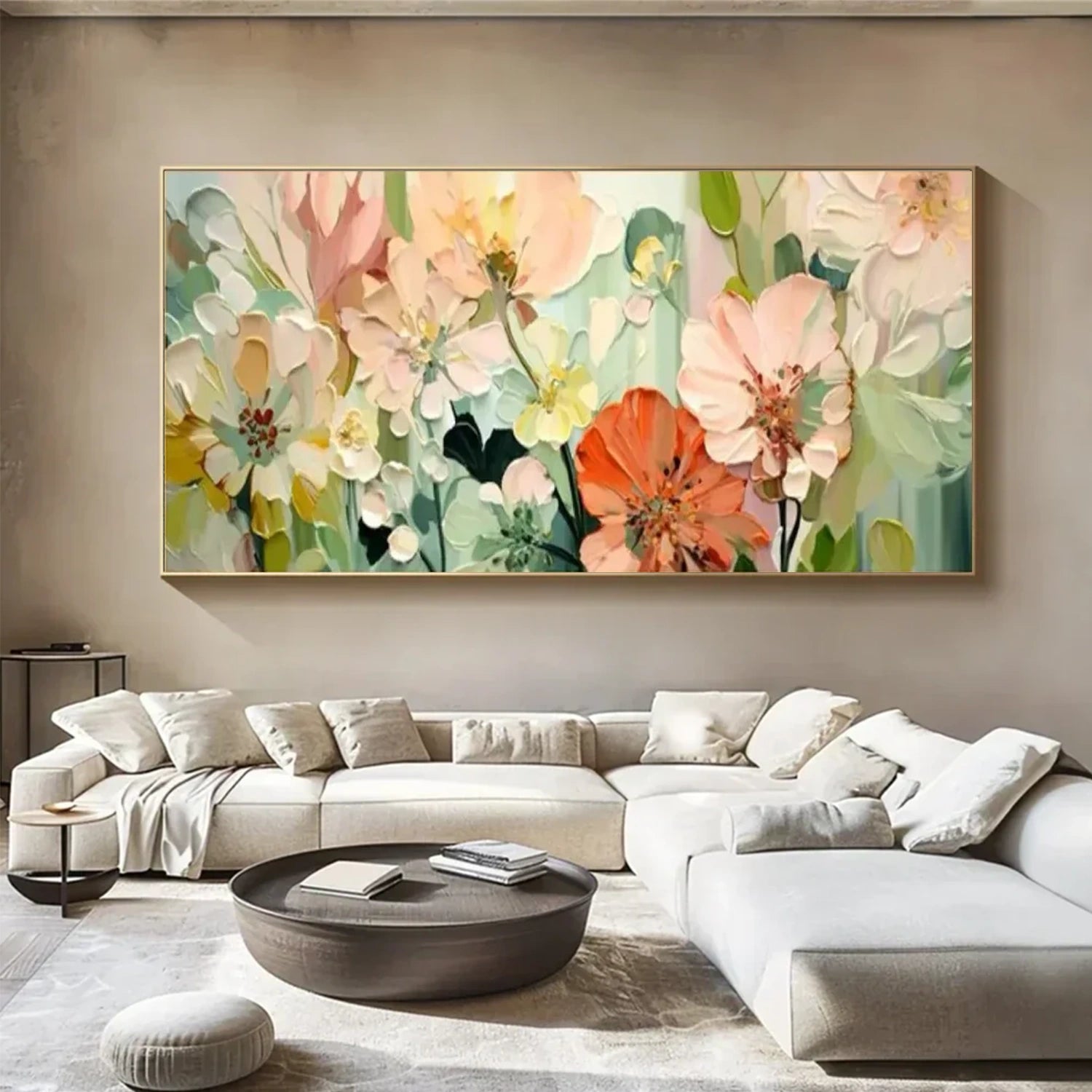 Colorful Flower Textured Painting Canvas