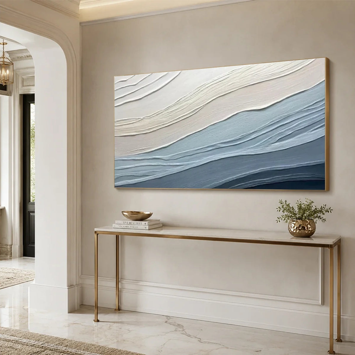 Blue Minimalist Textured Canvas Art #MW016
