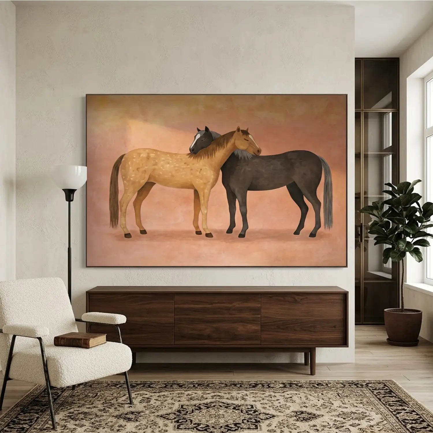 Vintage Americana Art | Tender Equine Embrace