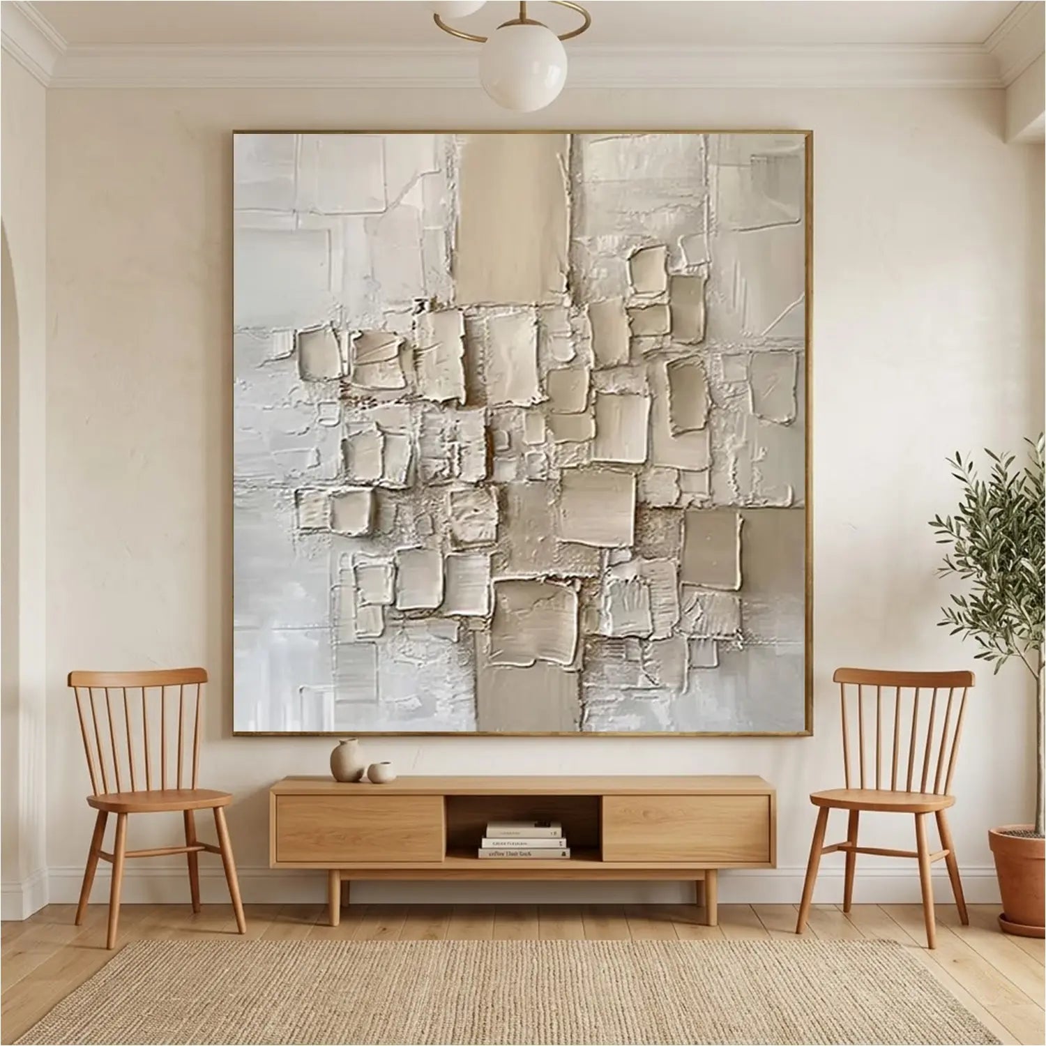 Beige Abstract Textured Wall Art