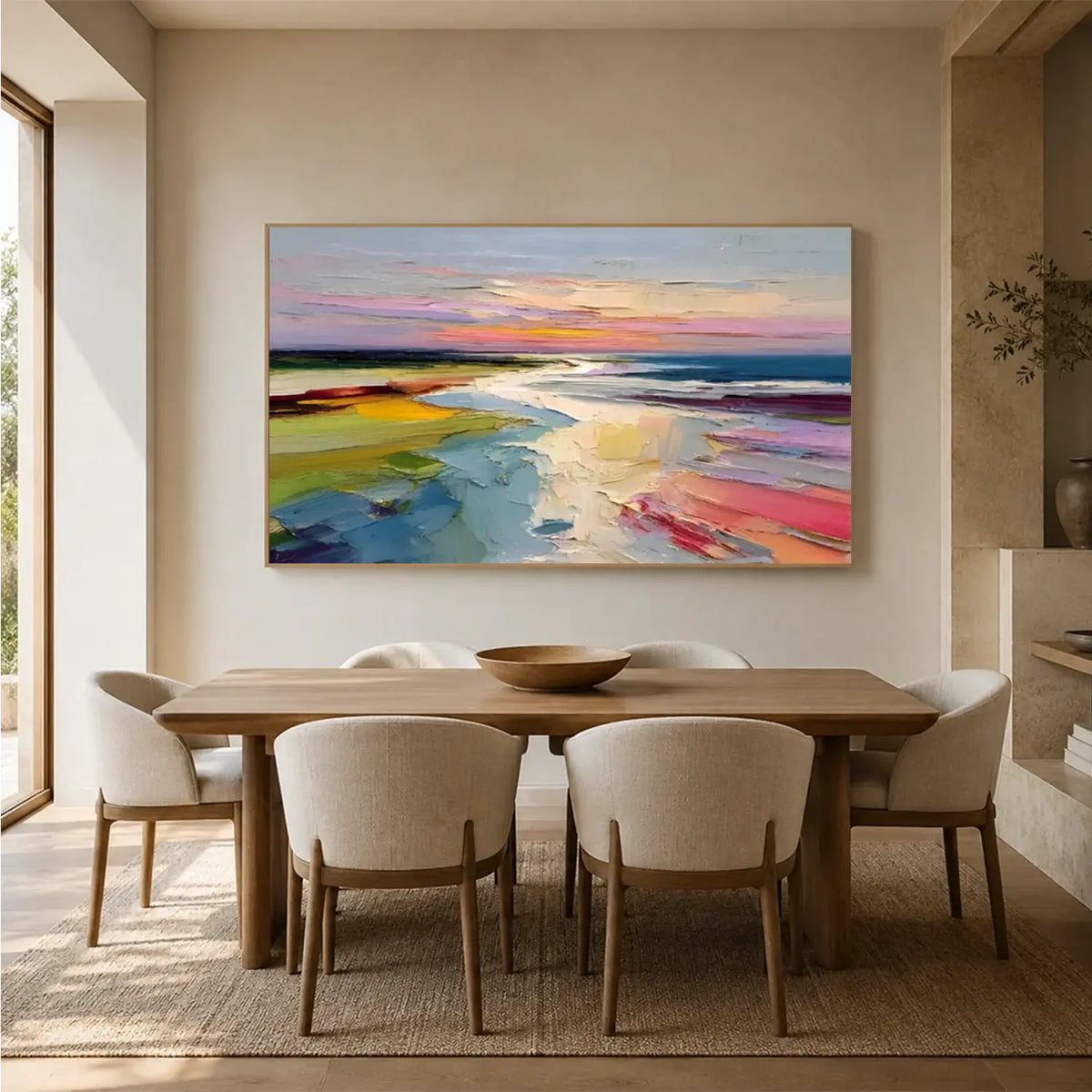 Colorful Ocean And Sky Abstract Textured Wall Art #OS048