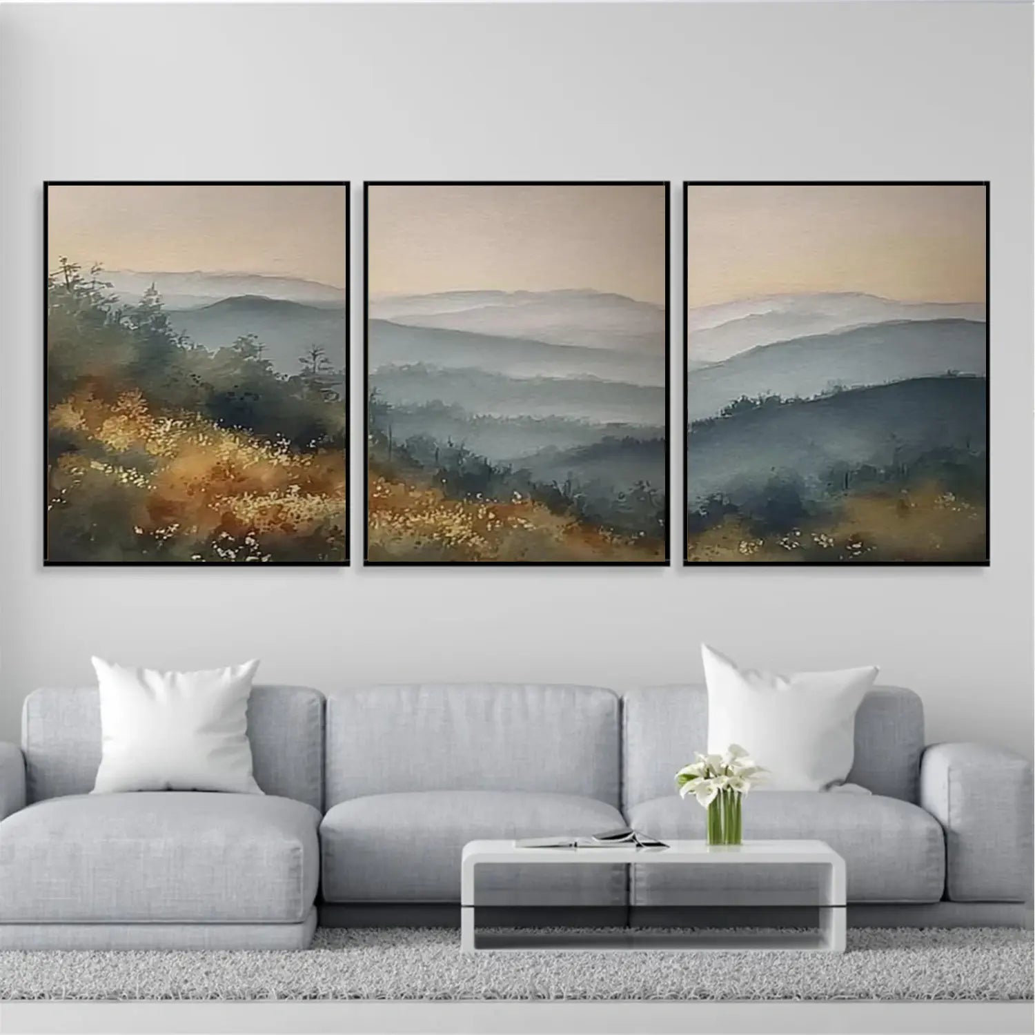 Abstract Urban Set of 3 Landscape Painting