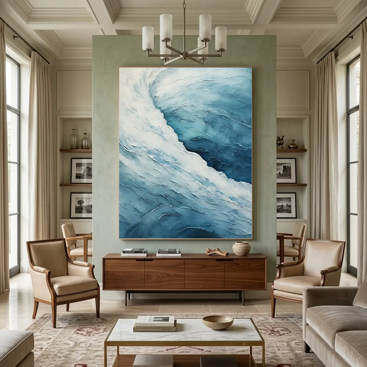 Textured Ocean And Sky Canvas Art #OS080