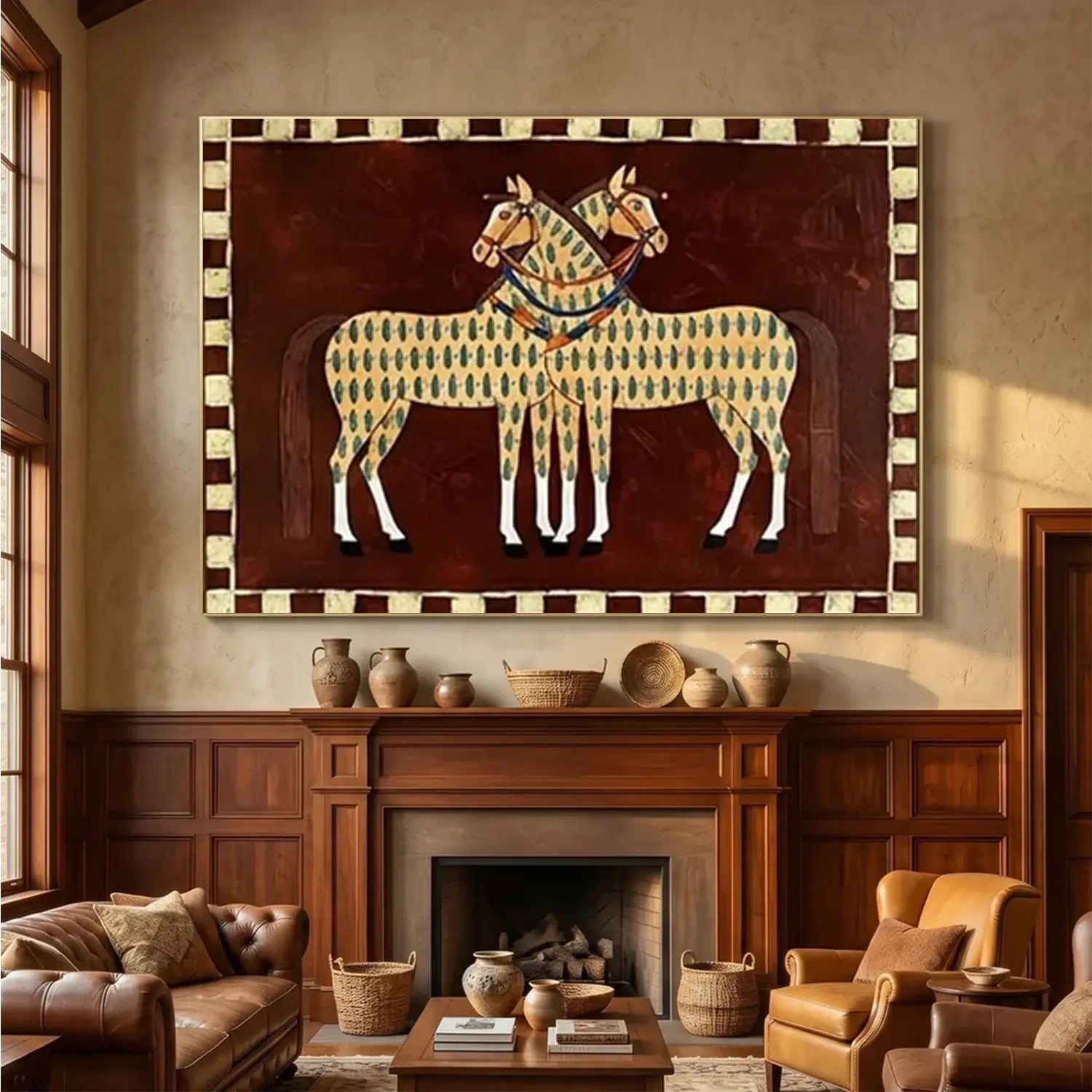 Vintage Americana Art | Spotted Horses