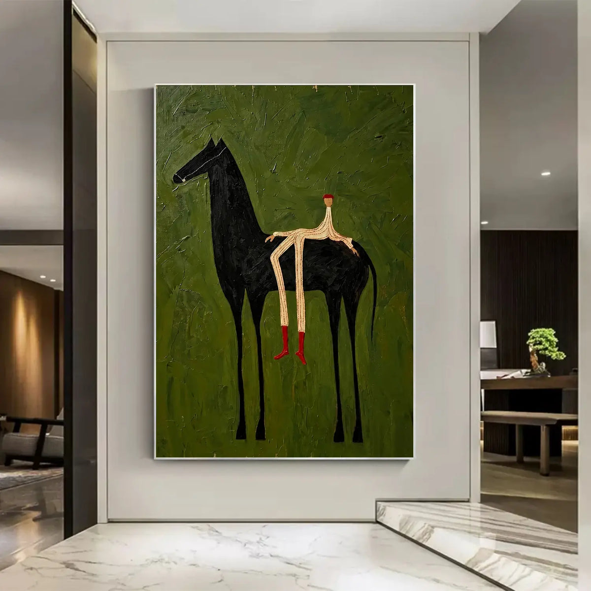 Vintage Americana Art Surrealistic Black Horse #VA096