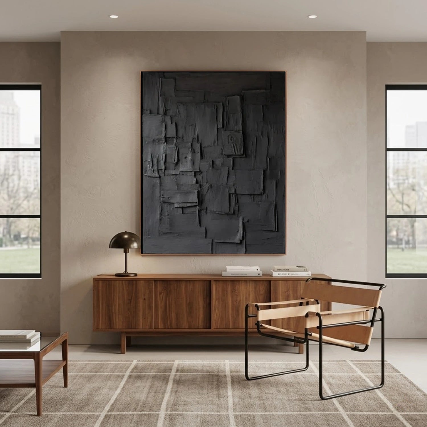 Black Minimalist Textured Canvas