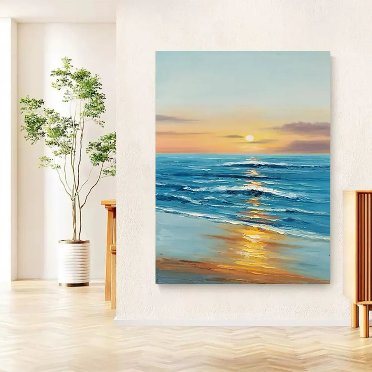 Textured Ocean And Sky Canvas Art #OS081
