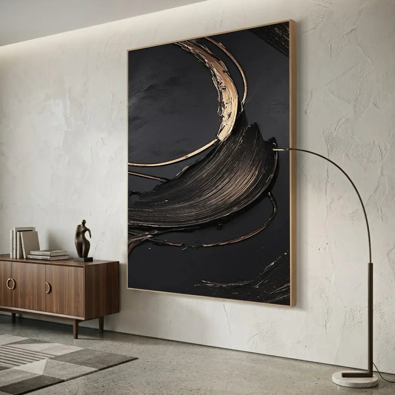 Black Minimalist Textured Canvas