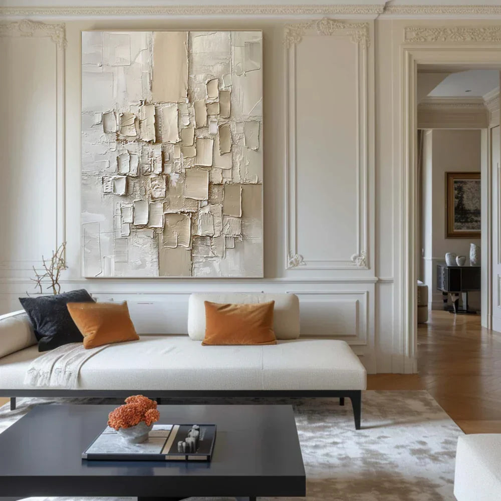 Beige Abstract Textured Wall Art #AB 477