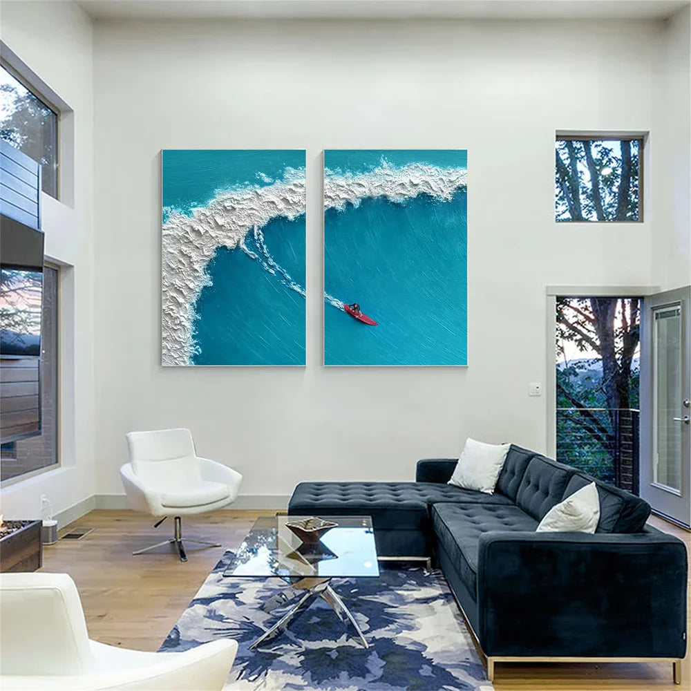 Surfing Sport Textured Wall Art Set of 2