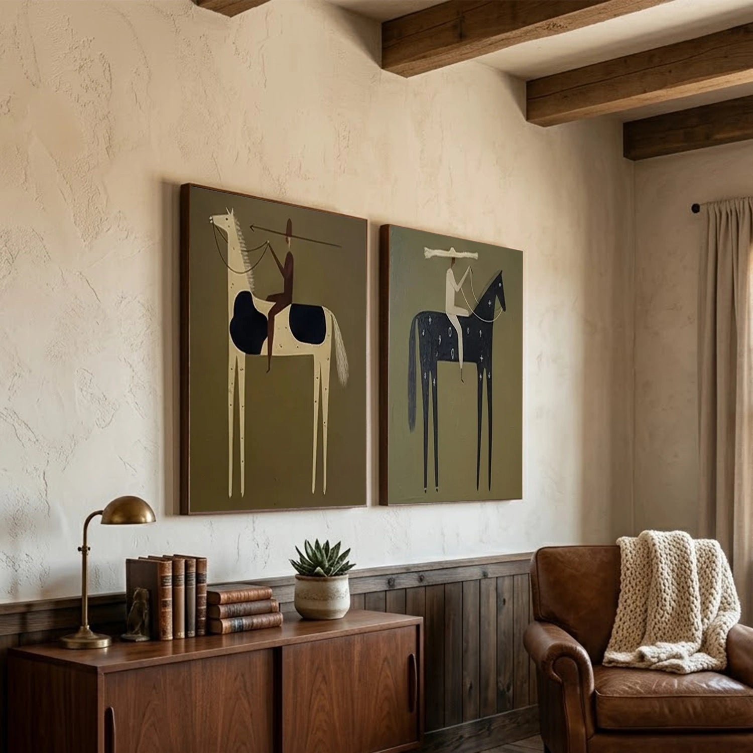 Vintage Americana Art | Horsemen Duet