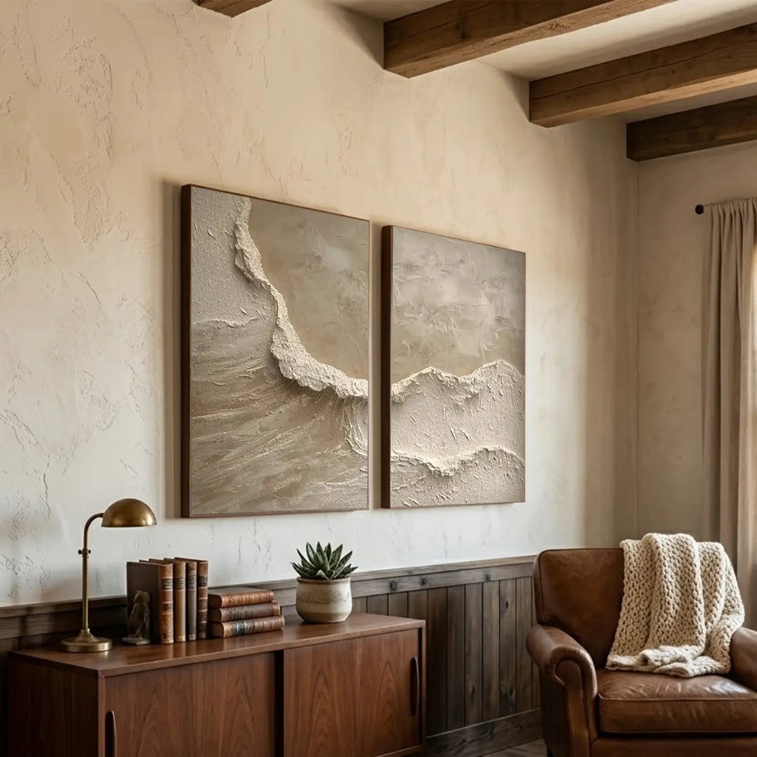 Ocean Textured Painting Canvas Set of 2