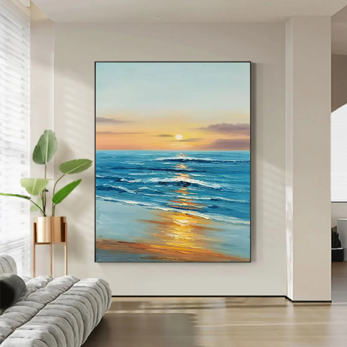 Textured Ocean And Sky Canvas Art #OS081