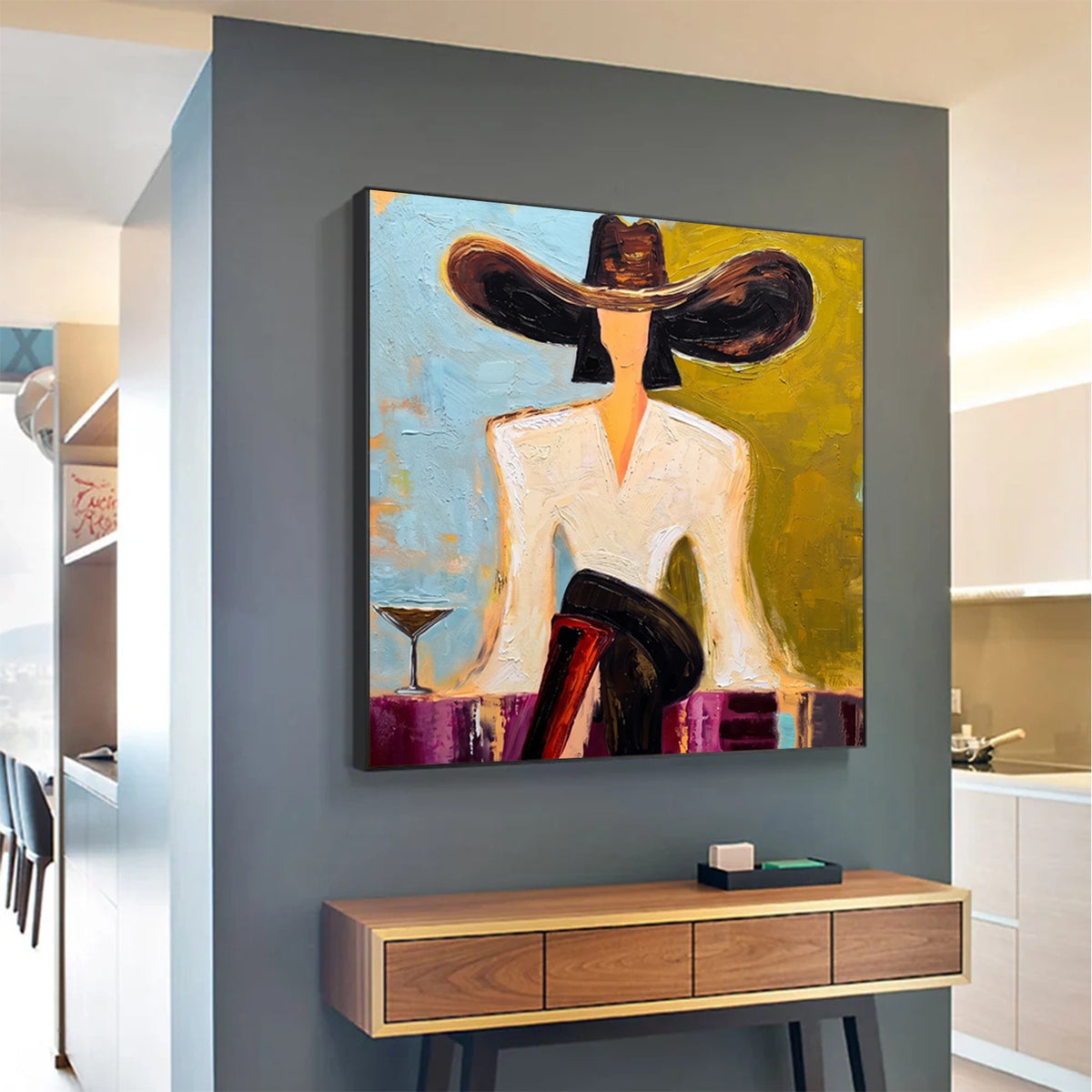Vintage Americana Art Black Brim Cocktail #VA103