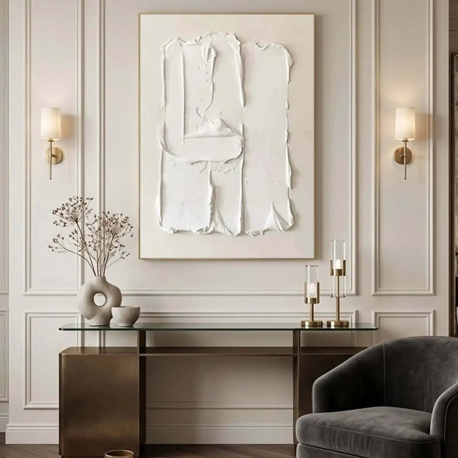 White Minimalist Textured Canvas