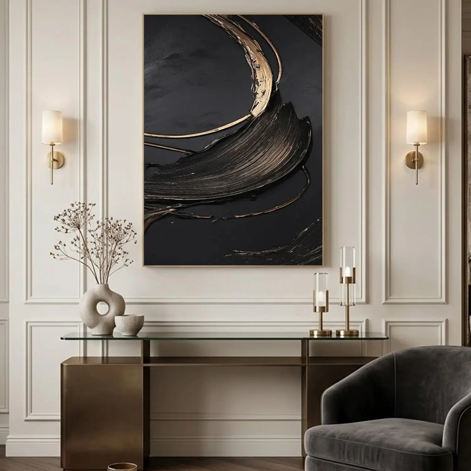 Black Minimalist Textured Canvas